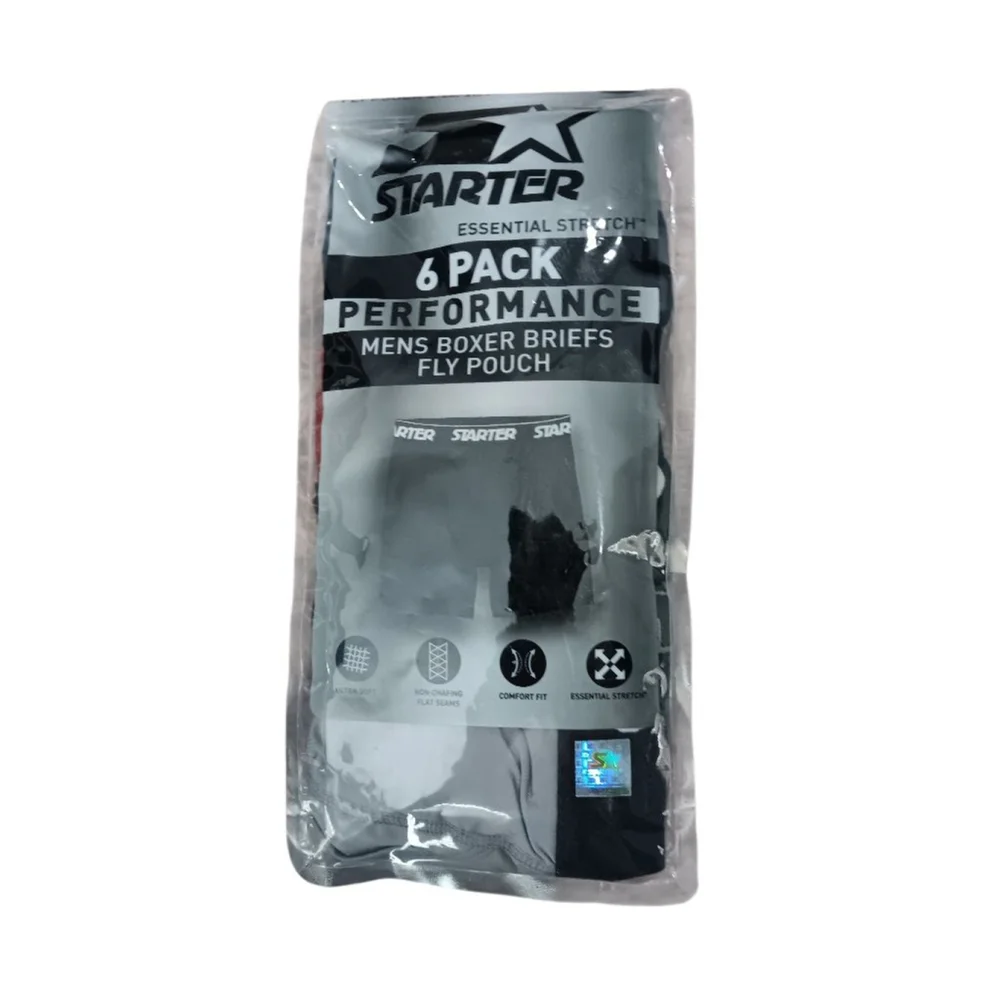 Starter Performance Men's Boxer Briefs Fly Pouch 6-Pack Dri-Star Ultra Soft